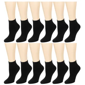 12-Pack Women's Ankle Socks Black