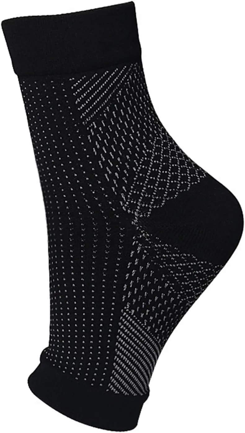 2 Pair Ankle Compression Socks - Ankle Sleeves for Women Men, Ankle Brace Compression Socks, Soothe Socks for Neuropathy Pain(Black White,L/XL)