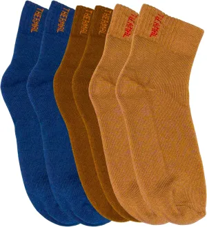 3-Pack Wool Socks Bundle in Navy Blue, Salmon, Brown - Women's Winter, Hiking, and Thick Wool Socks, 6-9.5