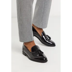 Asos- House Of Hounds Arrow Tassel Loafers In Black Patent