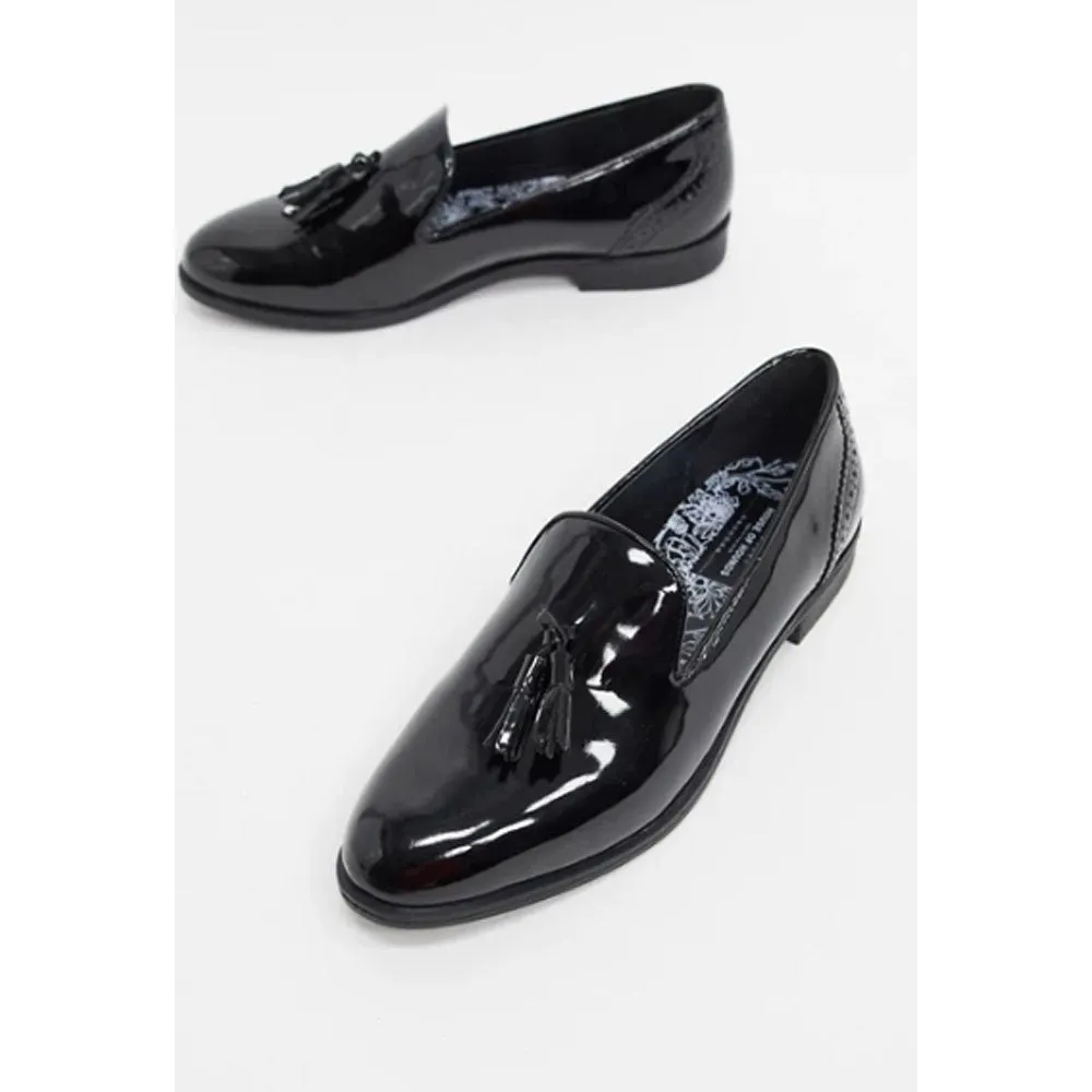 Asos- House Of Hounds Arrow Tassel Loafers In Black Patent