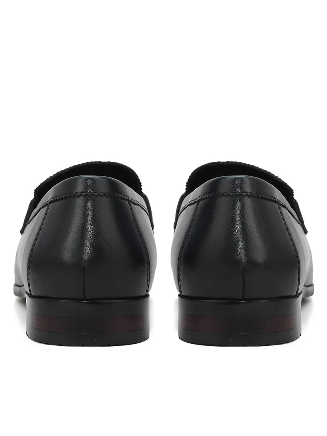 Blue Plain Loafers With Metal Clip