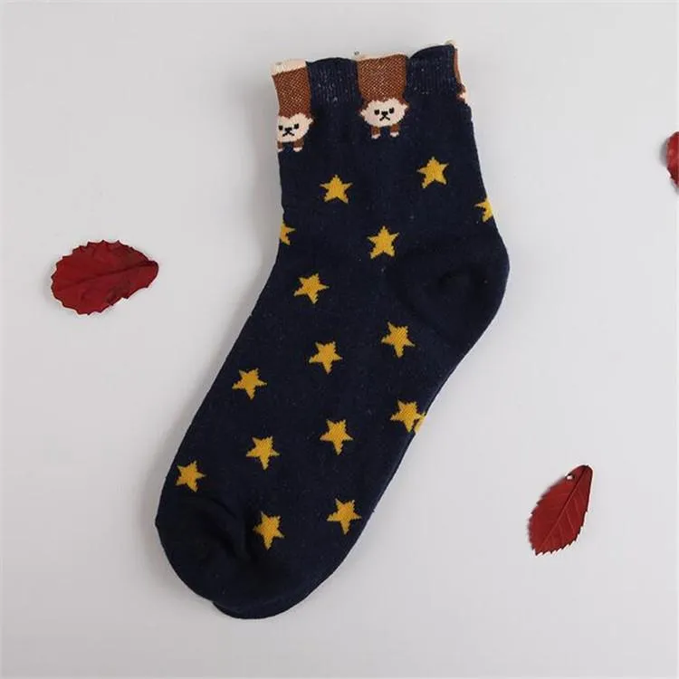 Cat or Dog Ankle Socks Athletic Socks With Cute Animals