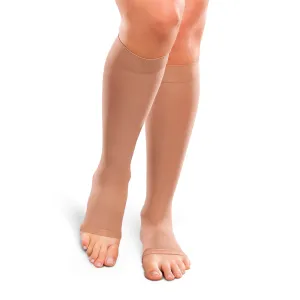EASE Opaque Moderate Support Unisex Open Toe Knee High 20 - 30 MMHG Sand Large Short - One Pair (#30451)