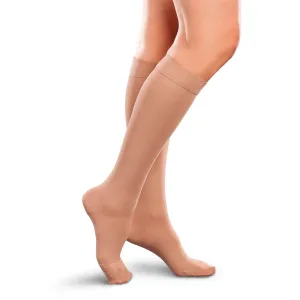 Ease Opaque Moderate Support Women's Knee High 20 - 30 MMHG  Sand Medium Long - One Pair (#30296)