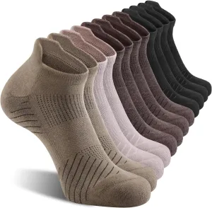 FITRELL 6 Pack Men's Athletic Running Ankle Socks Cushioned Wicking Anti-Blister Breathable Low Cut Tab Sport Socks