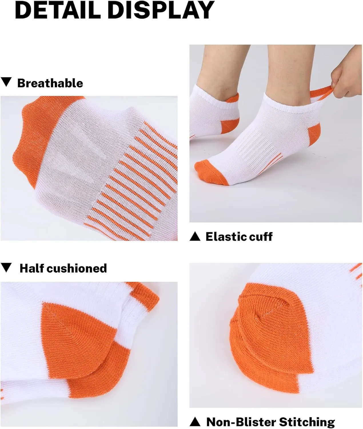 HASMES 12 Pairs Boys Girls Athletic Ankle Socks Kids 6-8 8-10 10-12 Years Old Cotton Half Cushion Low Cut Socks