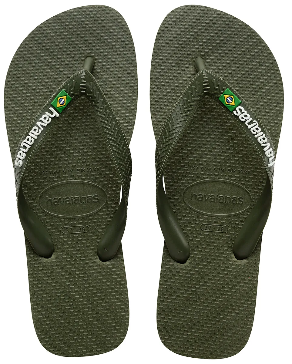 Havaianas Brasil Logo In Olive Green