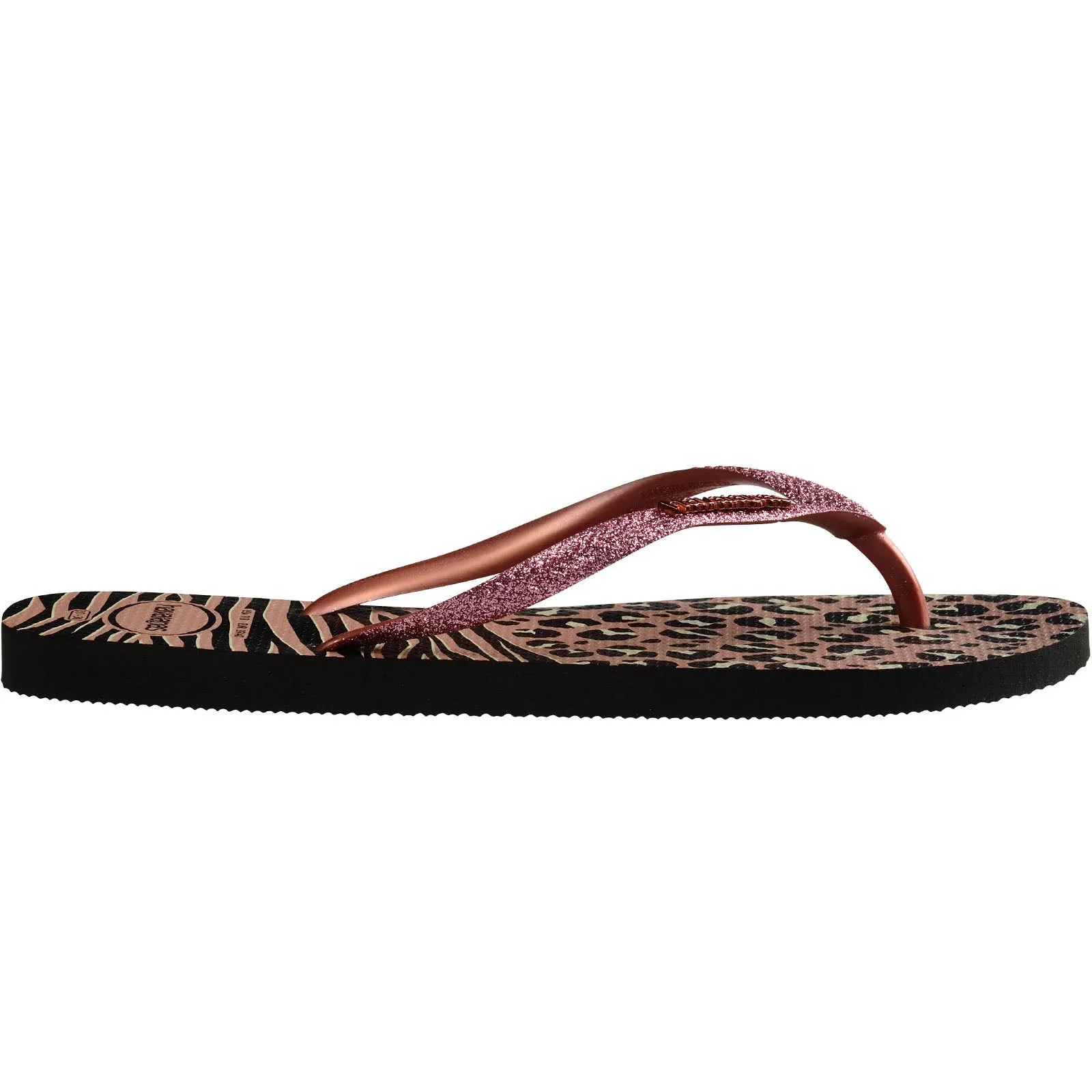Havaianas Slim Animal Mix Summer Flip Flops - Black/Gold