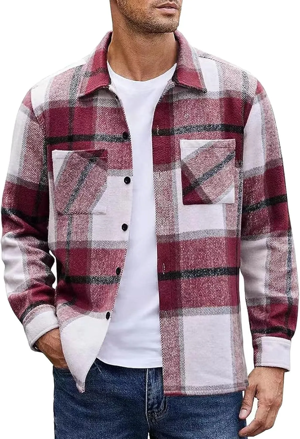 Henlley Shirts for Men Fashion Casual Solid Color Zippered Jacket Top Mens Jacket Mens Long Sleeve Tee Shirts Fall