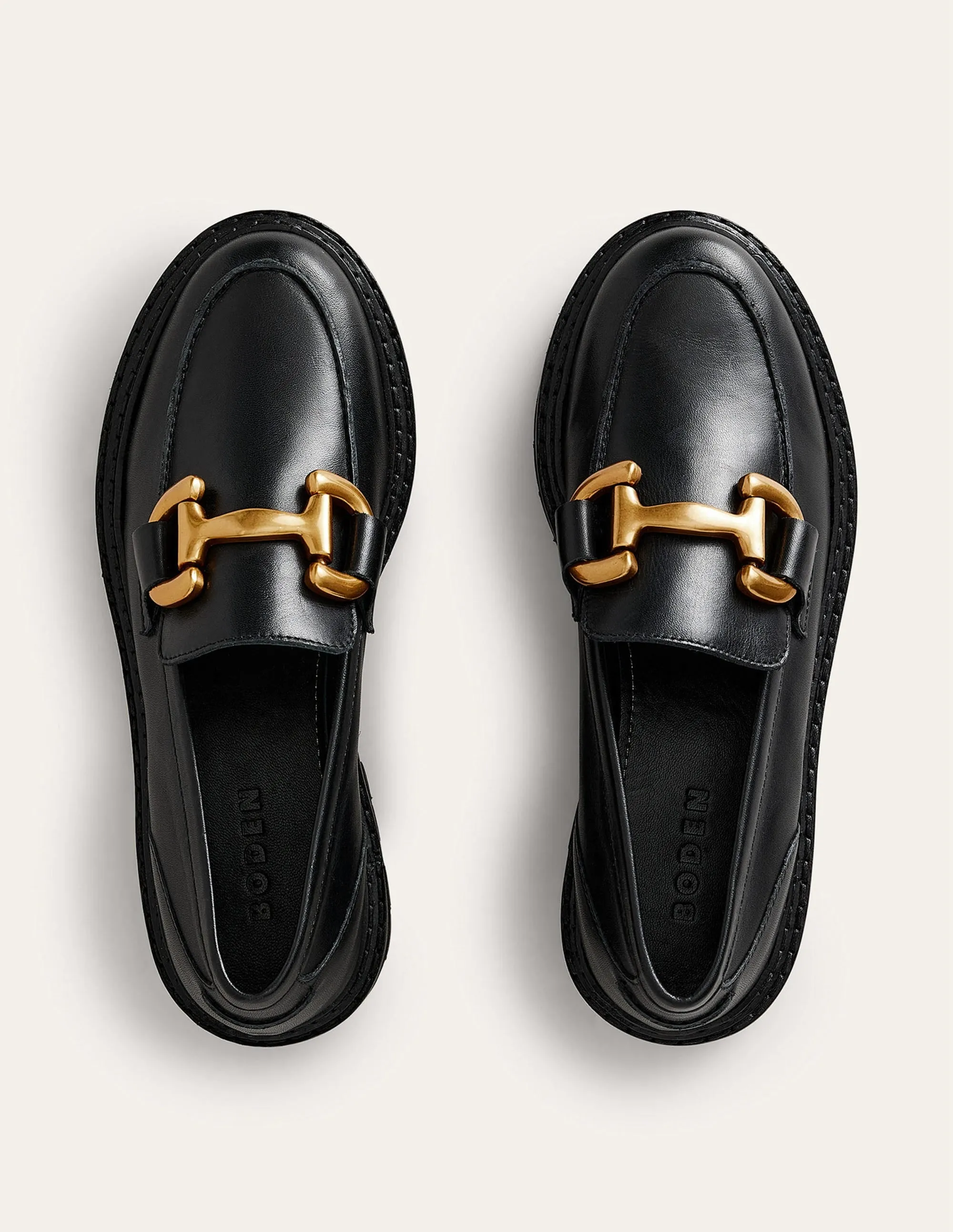 Iris Snaffle Chunky Loafers-Black Box Leather