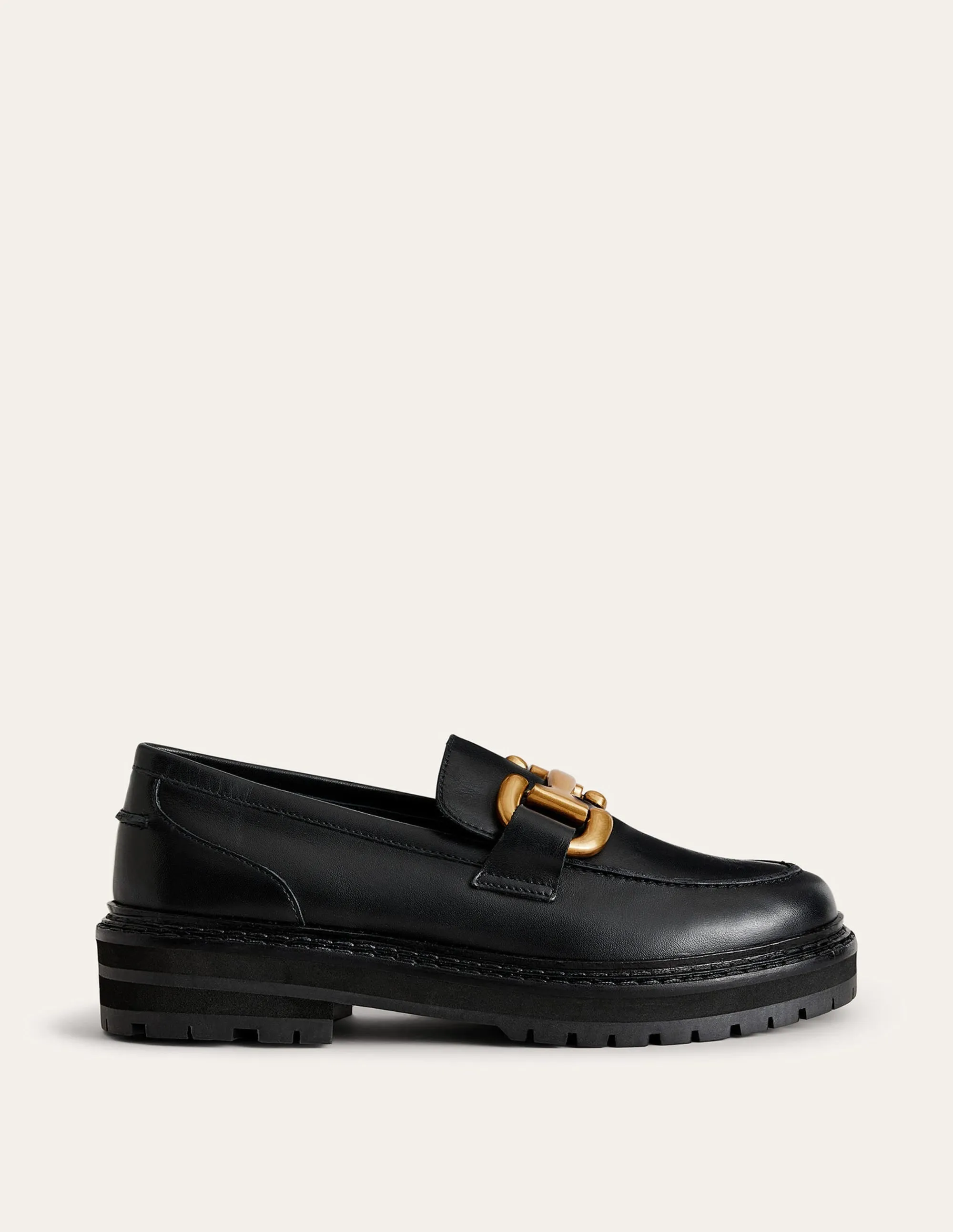 Iris Snaffle Chunky Loafers-Black Box Leather