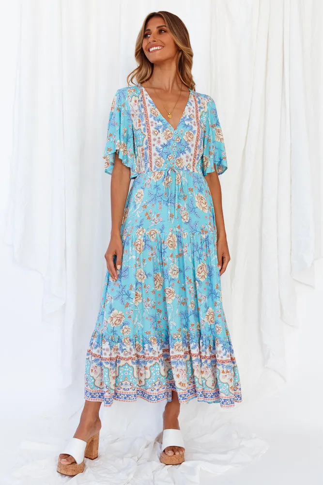 Kiss On The East Coast Midi Dress Aqua