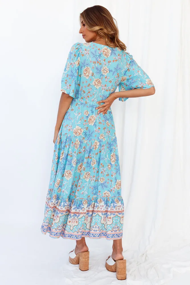 Kiss On The East Coast Midi Dress Aqua