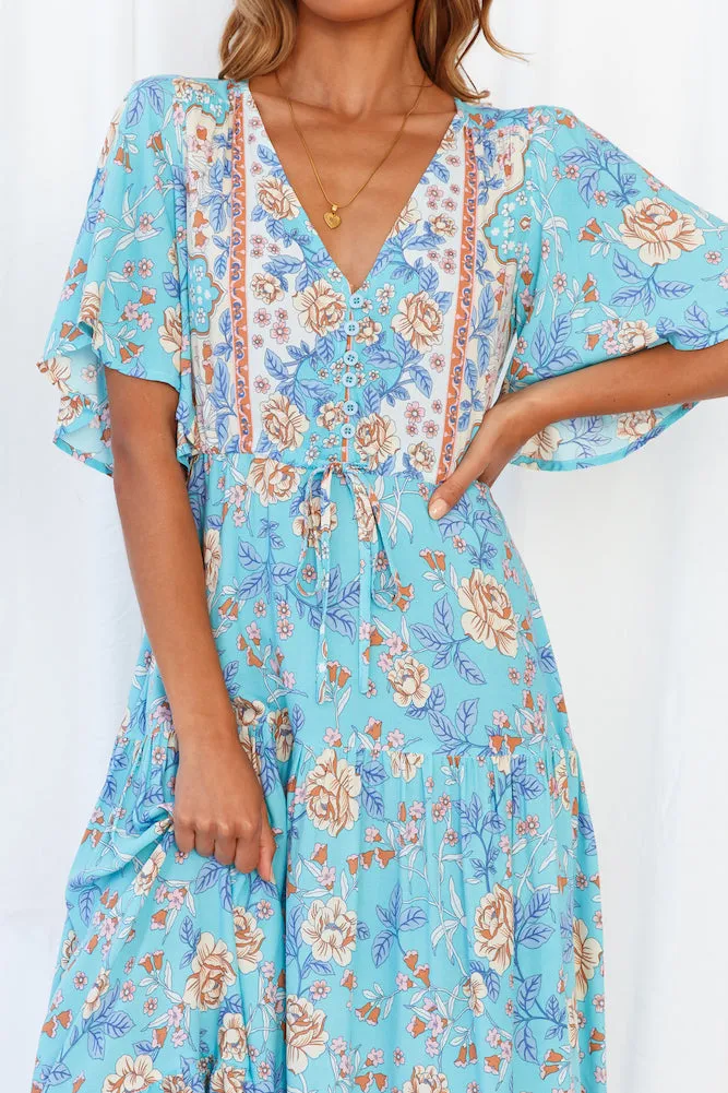 Kiss On The East Coast Midi Dress Aqua