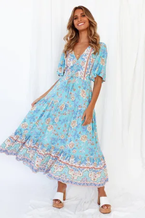 Kiss On The East Coast Midi Dress Aqua