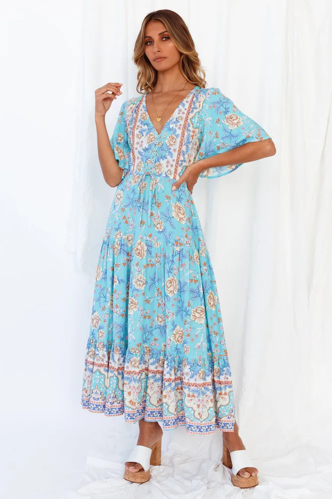 Kiss On The East Coast Midi Dress Aqua