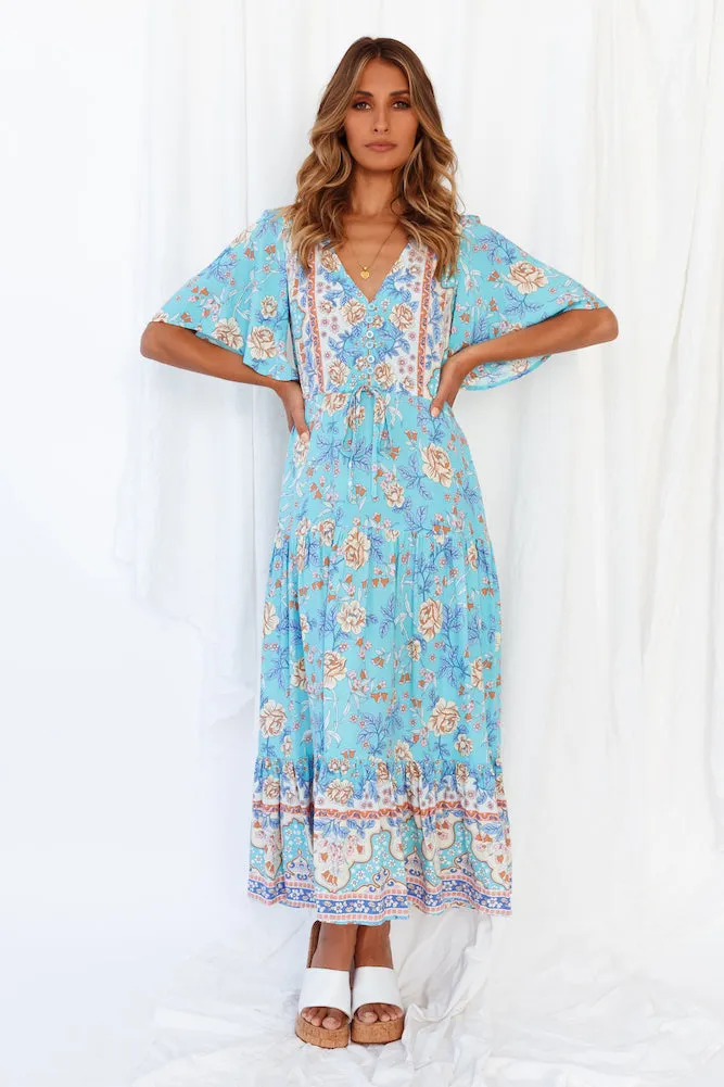 Kiss On The East Coast Midi Dress Aqua