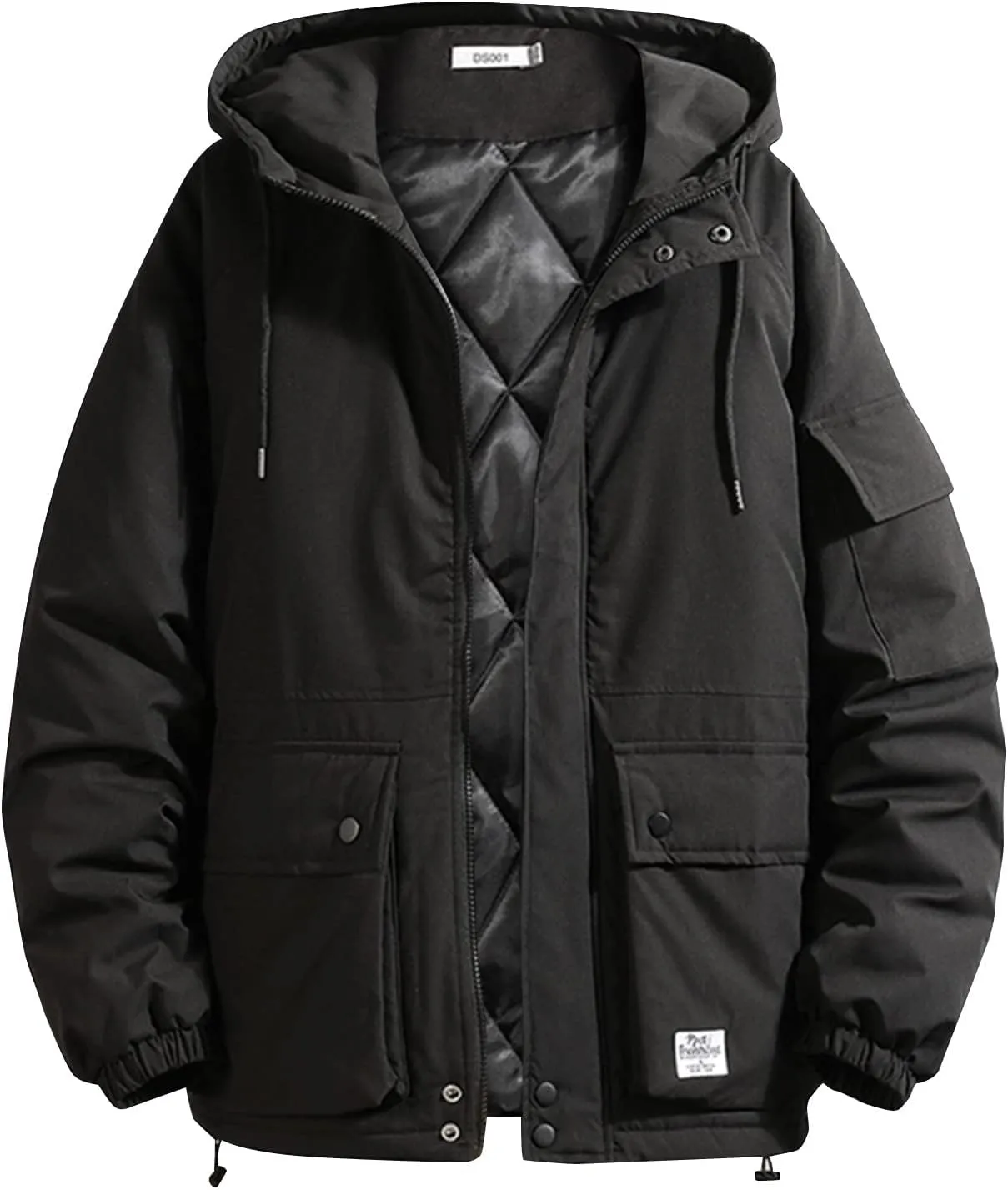 Mens Big and Tall Parka Jackets Heavyweight Winter Jackets with Hood Quilted Lined Jacket Casual Jacket for Hiking