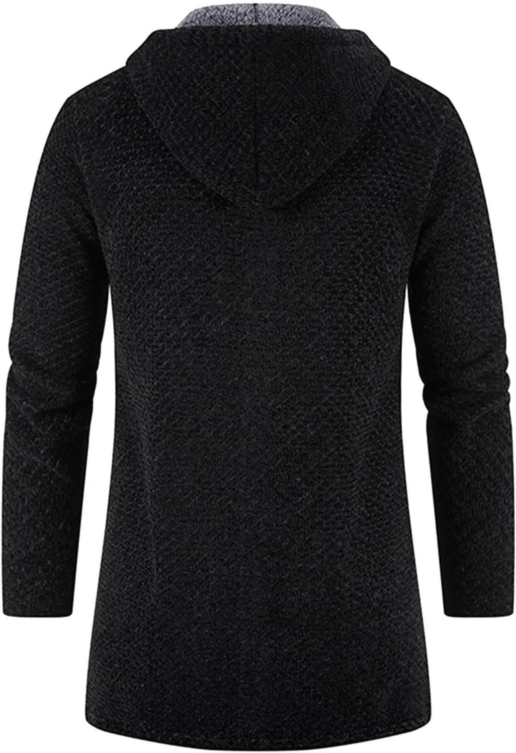 Mens Cardigan Hoodie Sweaters Full Zip Fleece Lined Thermal Knitted Sweater Long Sleeve Drawstring Hooded Sweatshirts