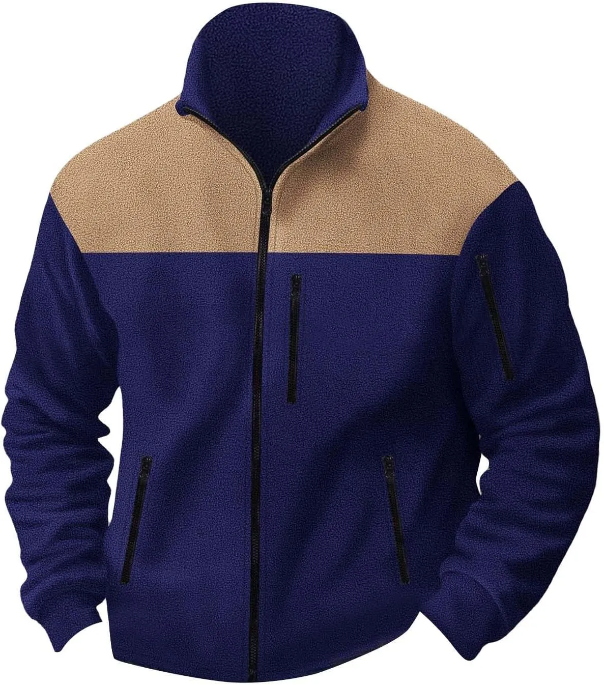 Men's Fleece Jackets Full Zip Lightweight Outdoor Hiking Jackets with Pockets Winter Casual Long Sleeve Warm Outwear