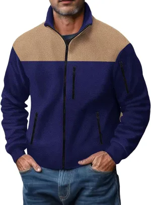 Men's Fleece Jackets Full Zip Lightweight Outdoor Hiking Jackets with Pockets Winter Casual Long Sleeve Warm Outwear