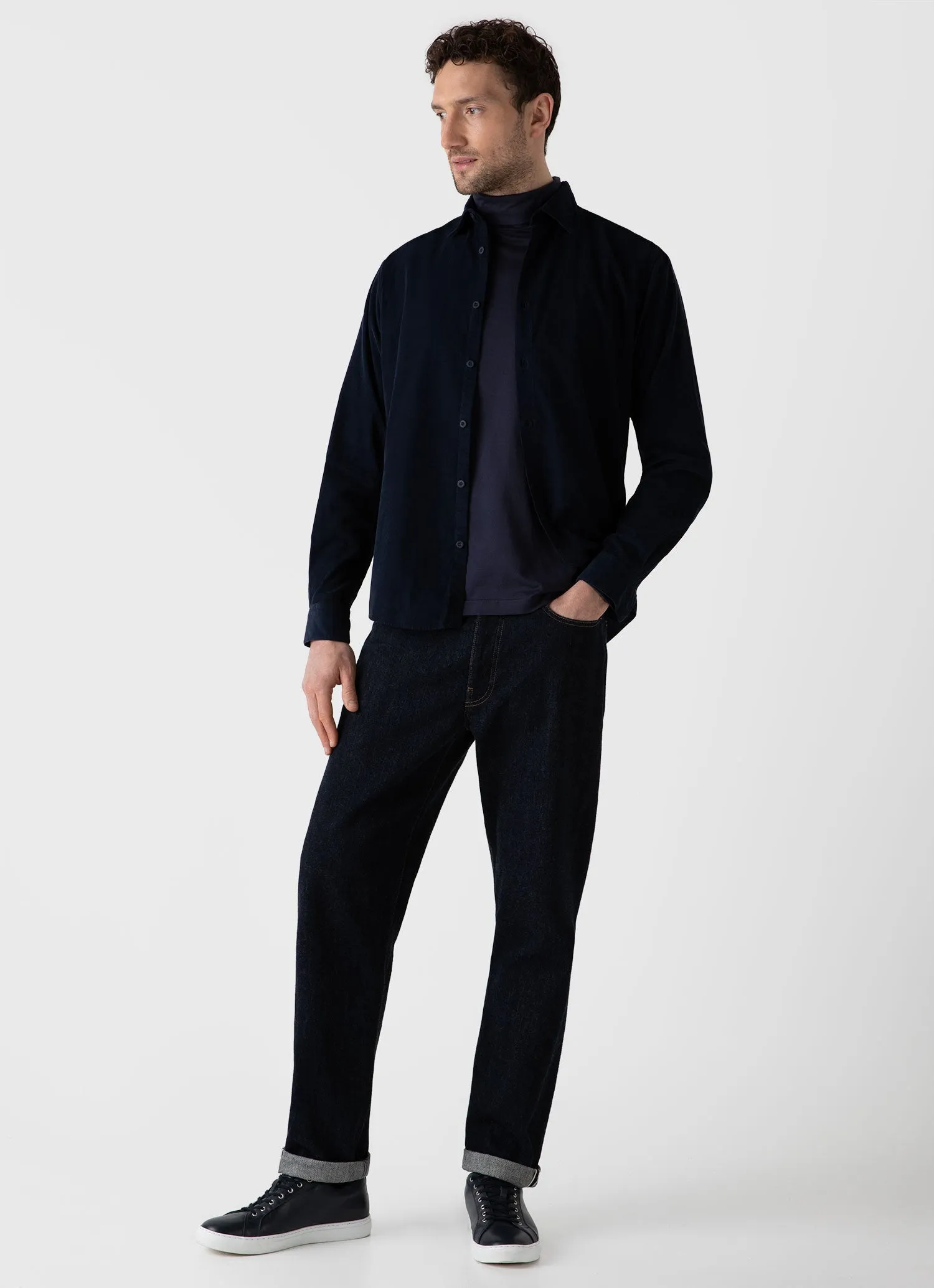 Mens Premium Navy Long Sleeve Roll Neck Sweater - Stylish and Comfortable Knit Top