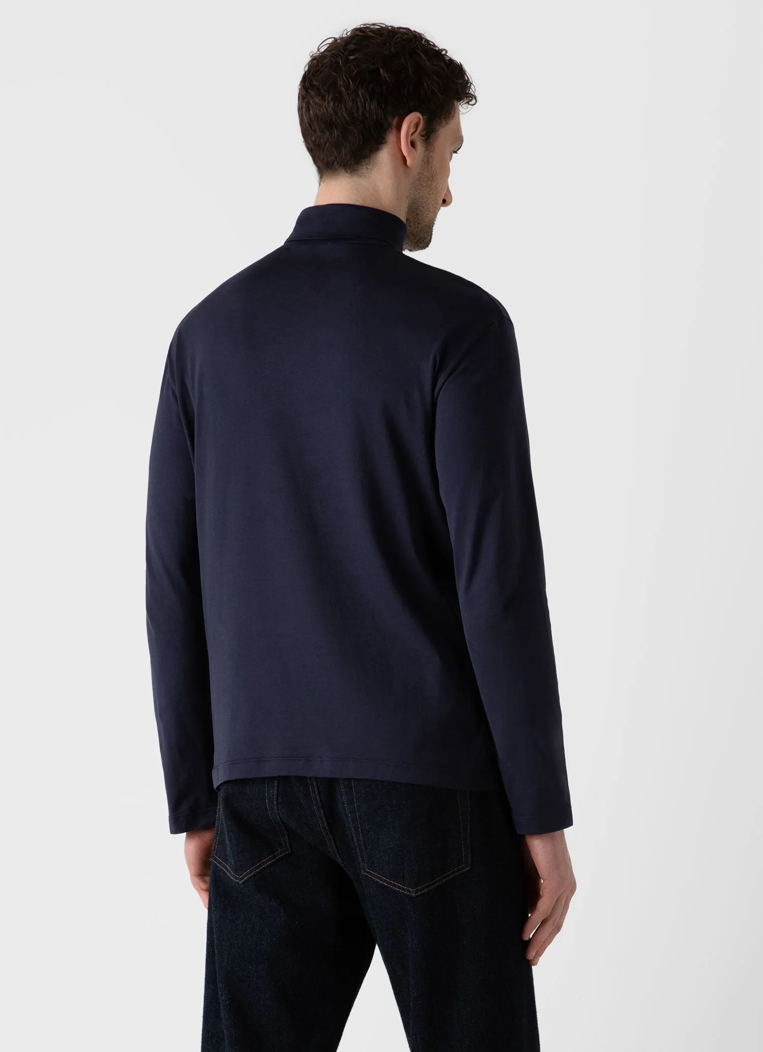 Mens Premium Navy Long Sleeve Roll Neck Sweater - Stylish and Comfortable Knit Top