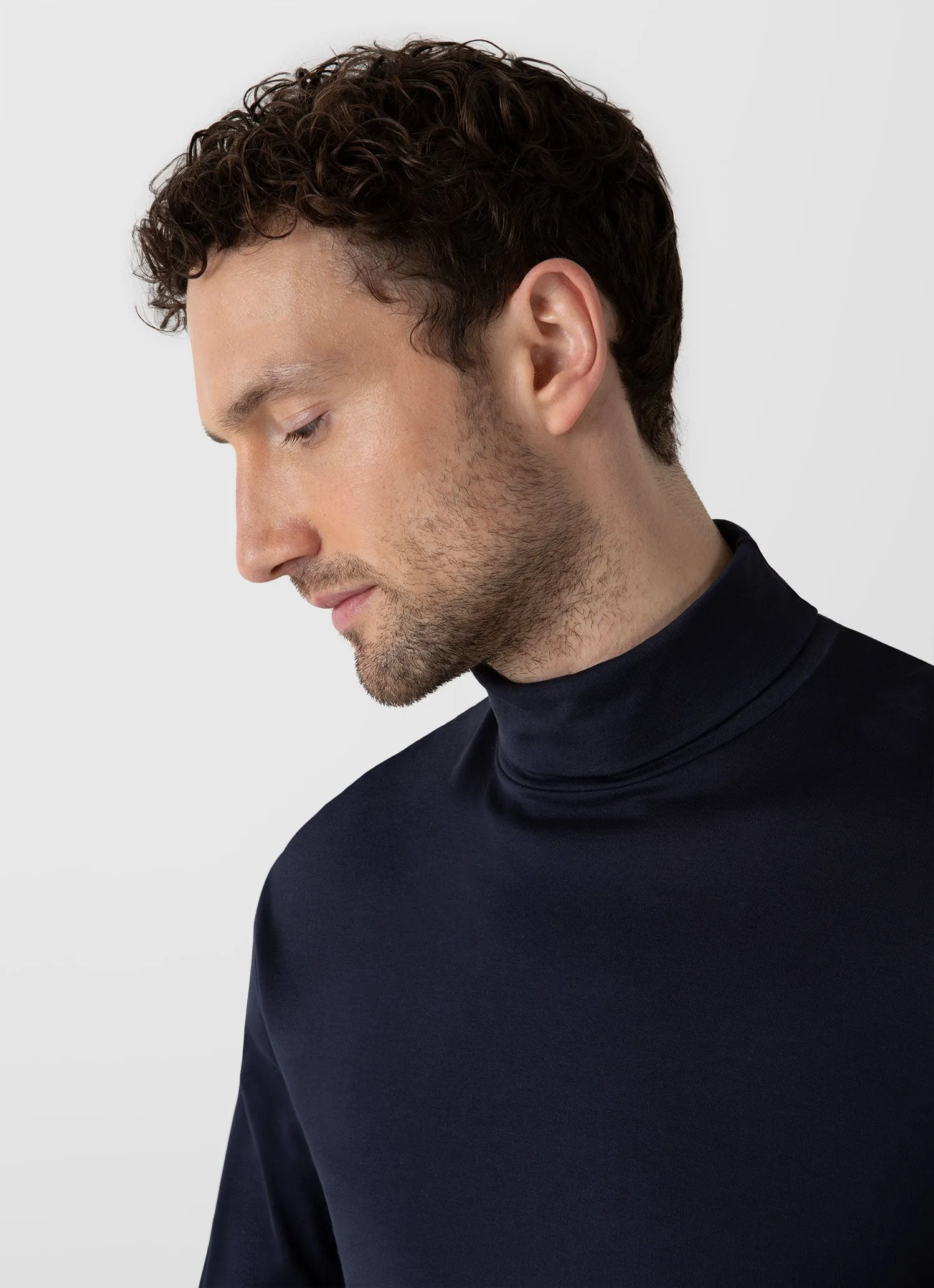Mens Premium Navy Long Sleeve Roll Neck Sweater - Stylish and Comfortable Knit Top