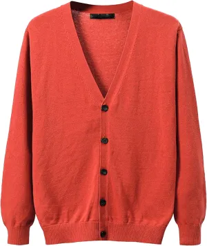 Men's V-Neck Slim Button Sweater Stretchy Winter Warm Cardigans Tops Cotton Lightweight Casual Sweatshirt