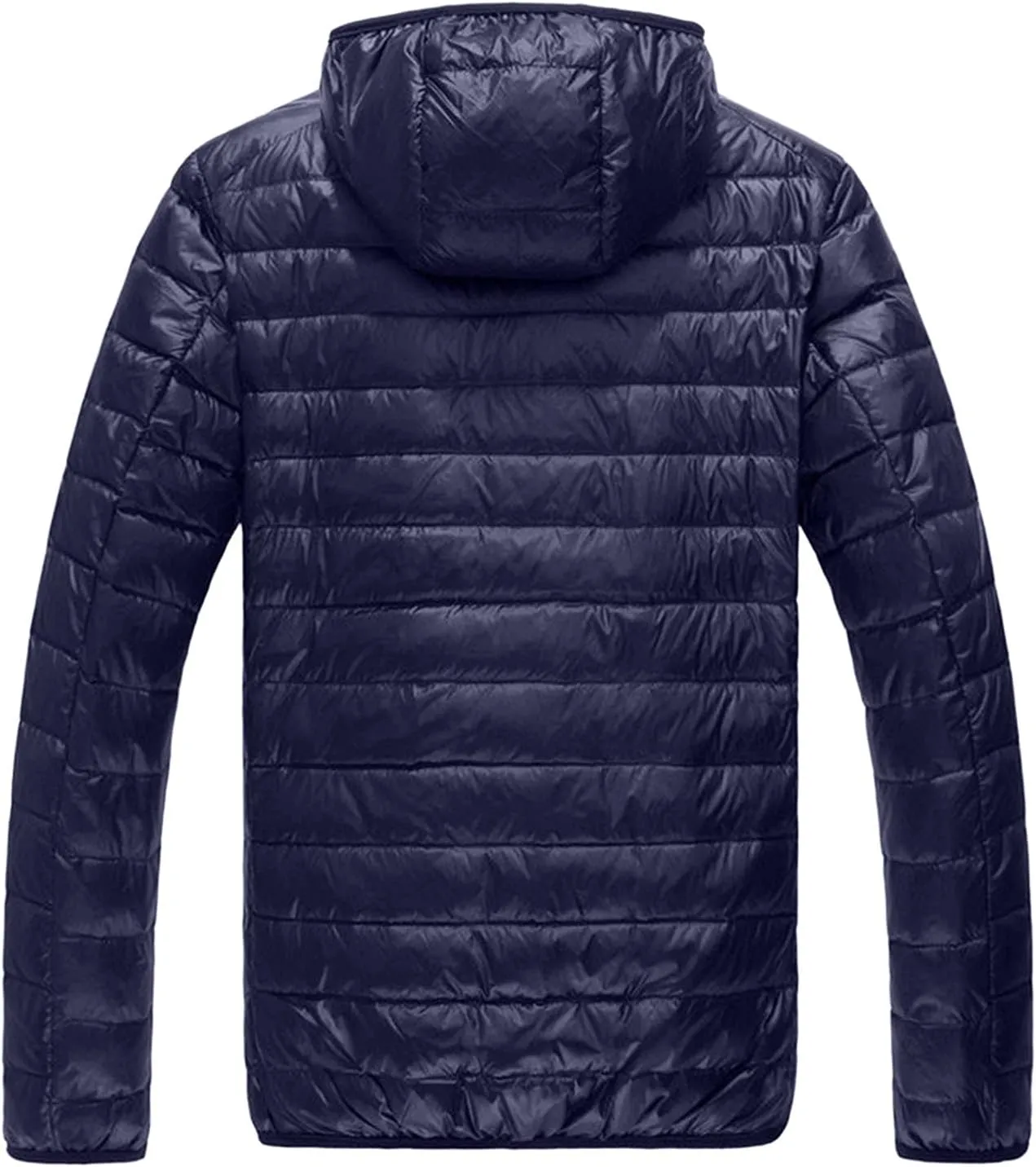 QWENTMTNTY Winter Puffer Jackets for Men with Hoodie Slim Fit Zipper Thermal Down Coats Big and Tall Waterproof Windbreaker