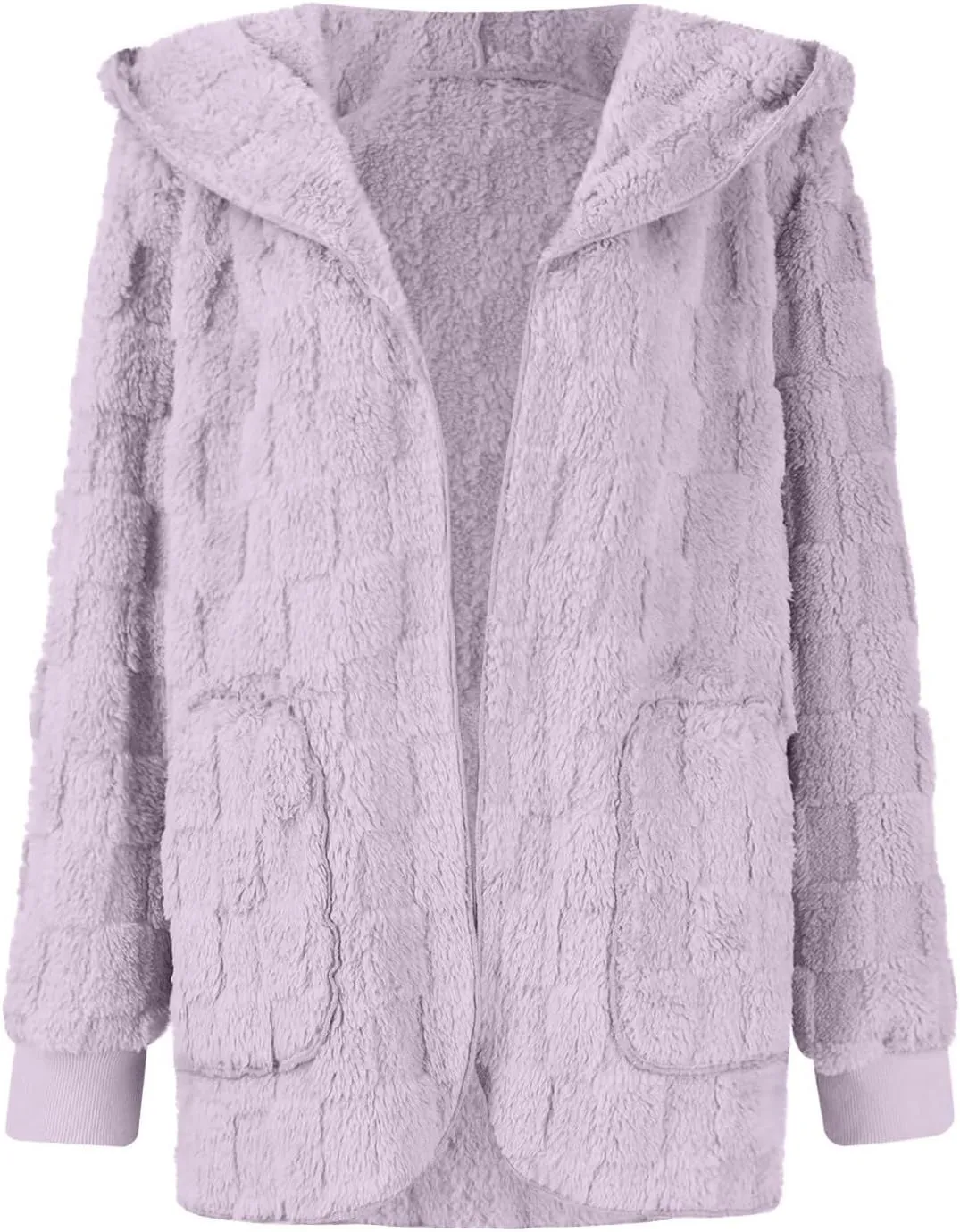 Sherpa Lined Hoodie Womens Sherpa Jacket Fuzzy Hoodie Solid Color Warm Oversized Fleece Jackets Fluffy Coat with Pockets