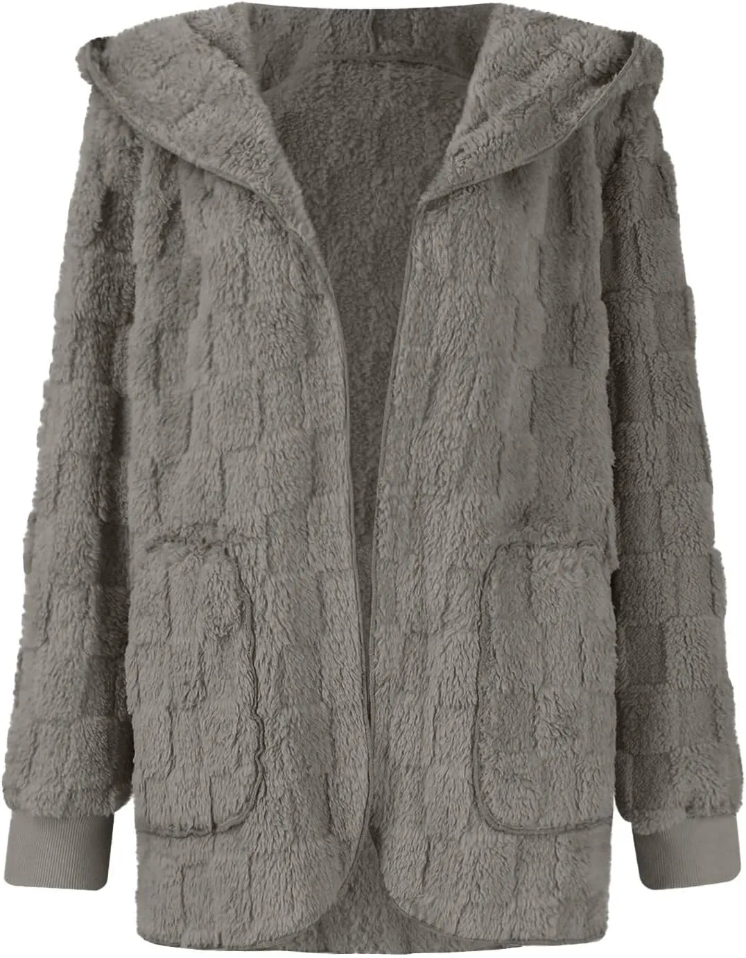Sherpa Lined Hoodie Womens Sherpa Jacket Fuzzy Hoodie Solid Color Warm Oversized Fleece Jackets Fluffy Coat with Pockets