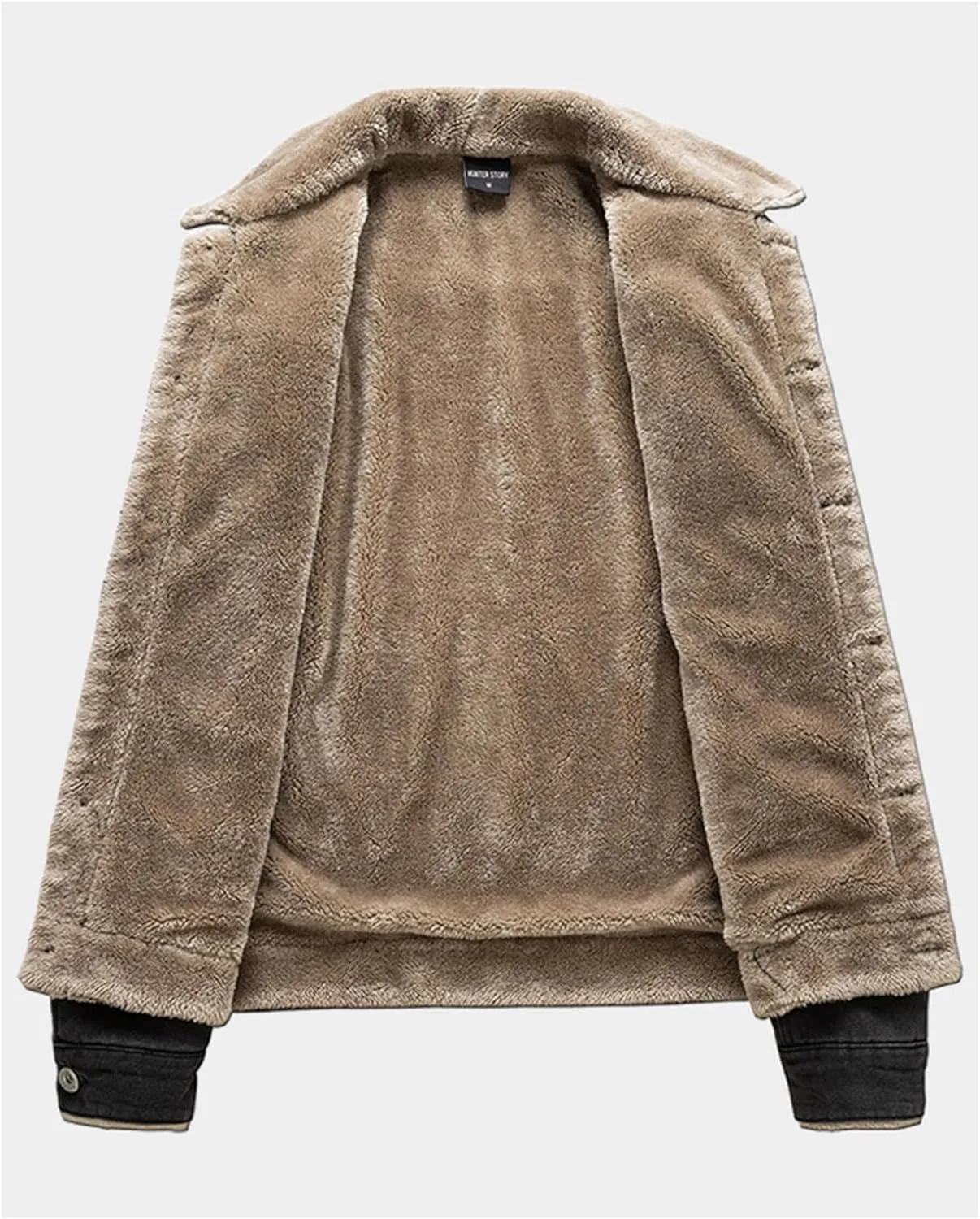 Thatrich Men's Sherpa Lined Shirt Fleece Lining Jacket Button Down Shirts Coat Vintage Bomber Jacket Long Sleeve Winter Coats