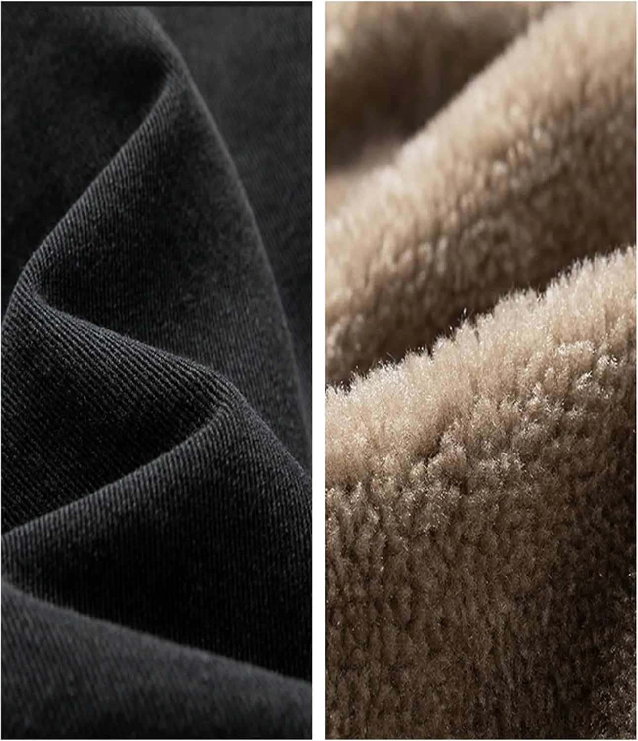 Thatrich Men's Sherpa Lined Shirt Fleece Lining Jacket Button Down Shirts Coat Vintage Bomber Jacket Long Sleeve Winter Coats