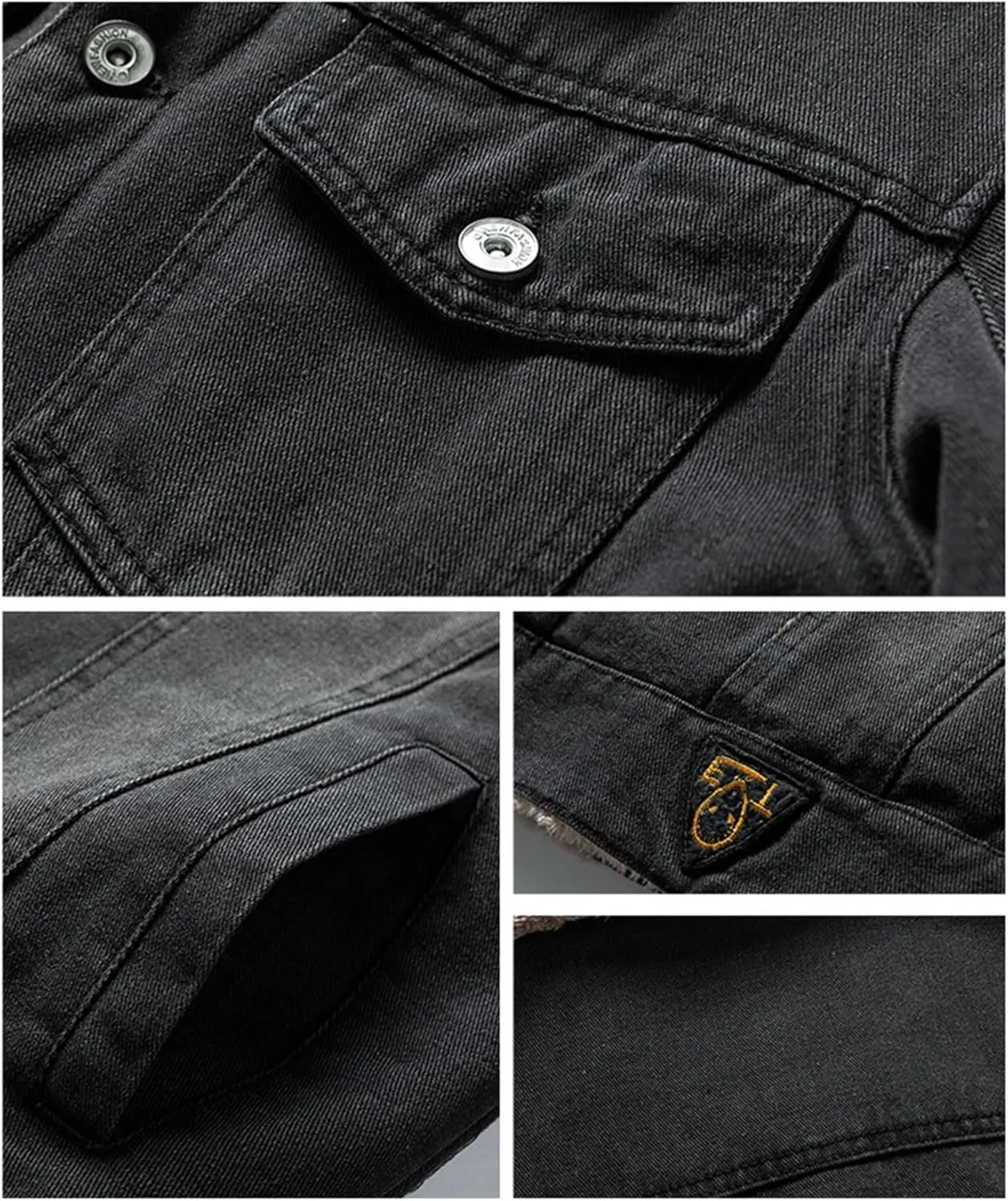 Thatrich Men's Sherpa Lined Shirt Fleece Lining Jacket Button Down Shirts Coat Vintage Bomber Jacket Long Sleeve Winter Coats