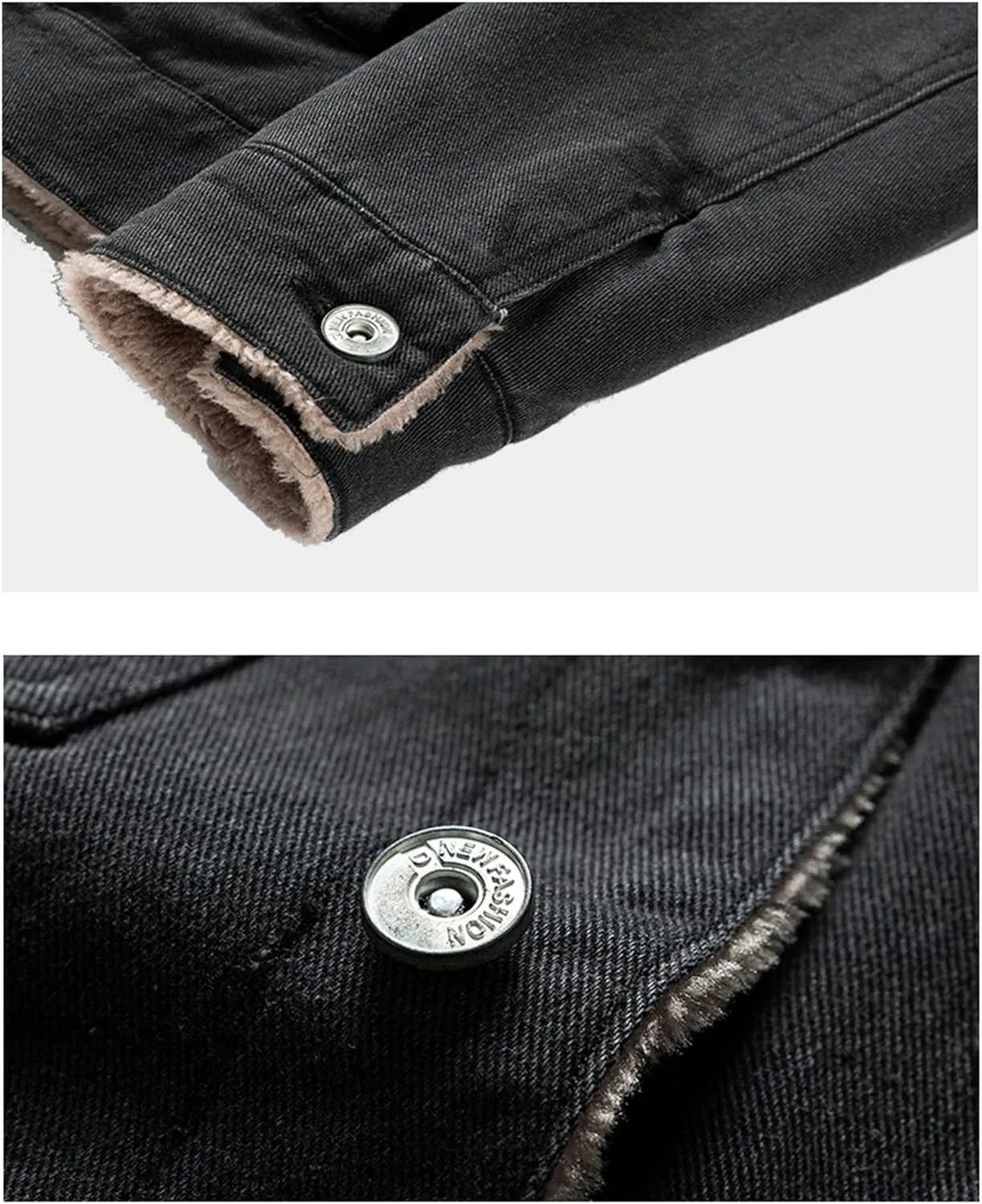 Thatrich Men's Sherpa Lined Shirt Fleece Lining Jacket Button Down Shirts Coat Vintage Bomber Jacket Long Sleeve Winter Coats