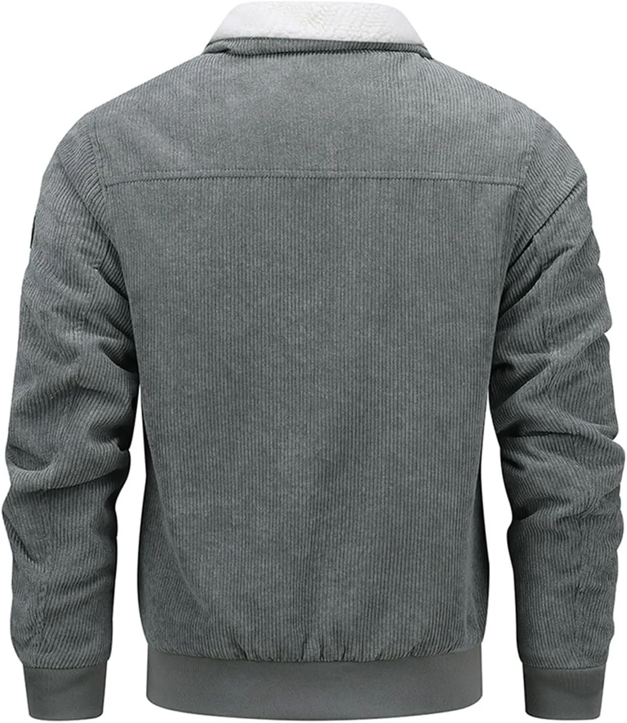 Thatrich Mens Winter Jacket Corduroy Sherpa Lined Jacket Warm Cargo Jacket Trendy Overcoat Zip Up Lapel Long Sleeve Outerwear