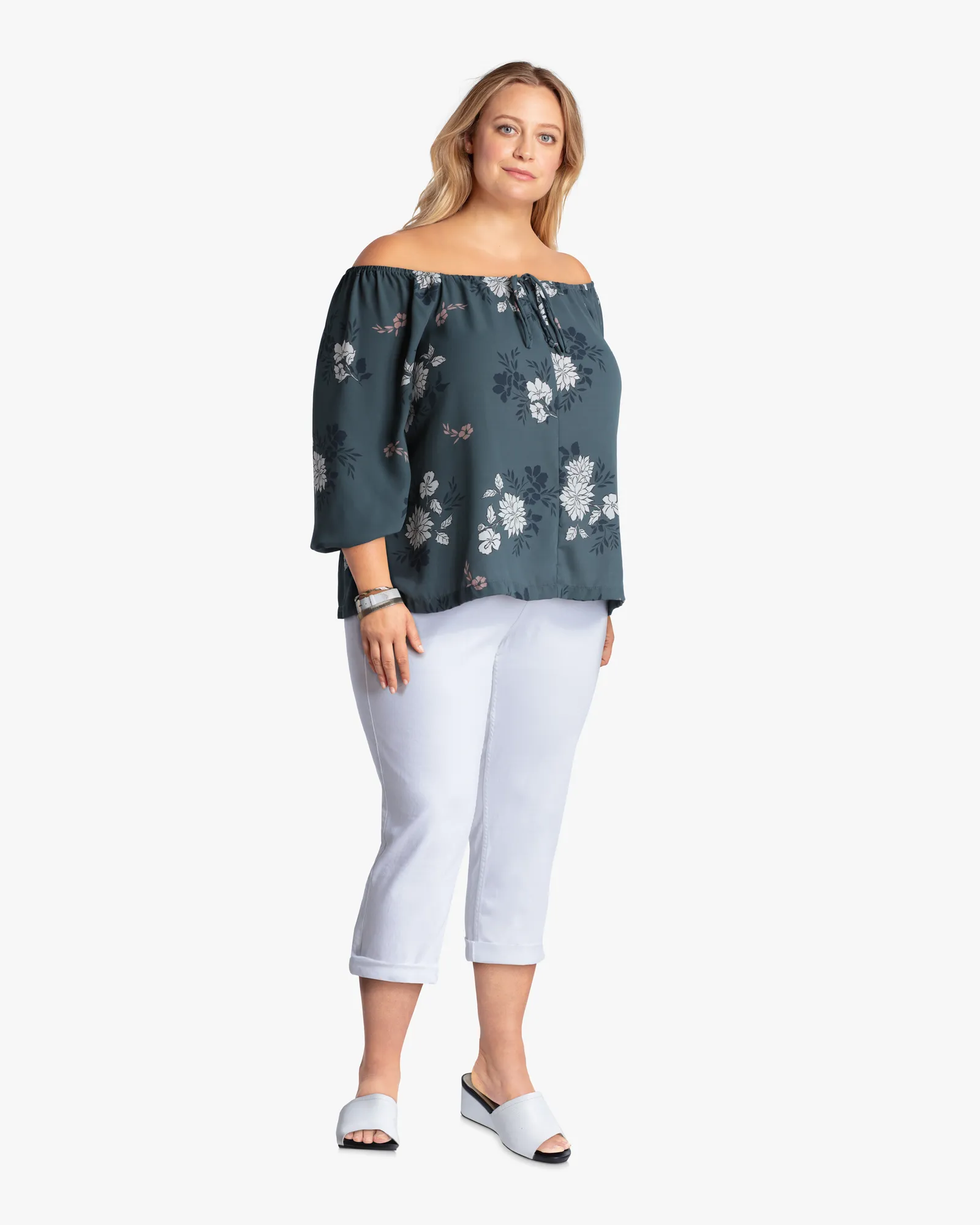 Tristen Denim Capri | White