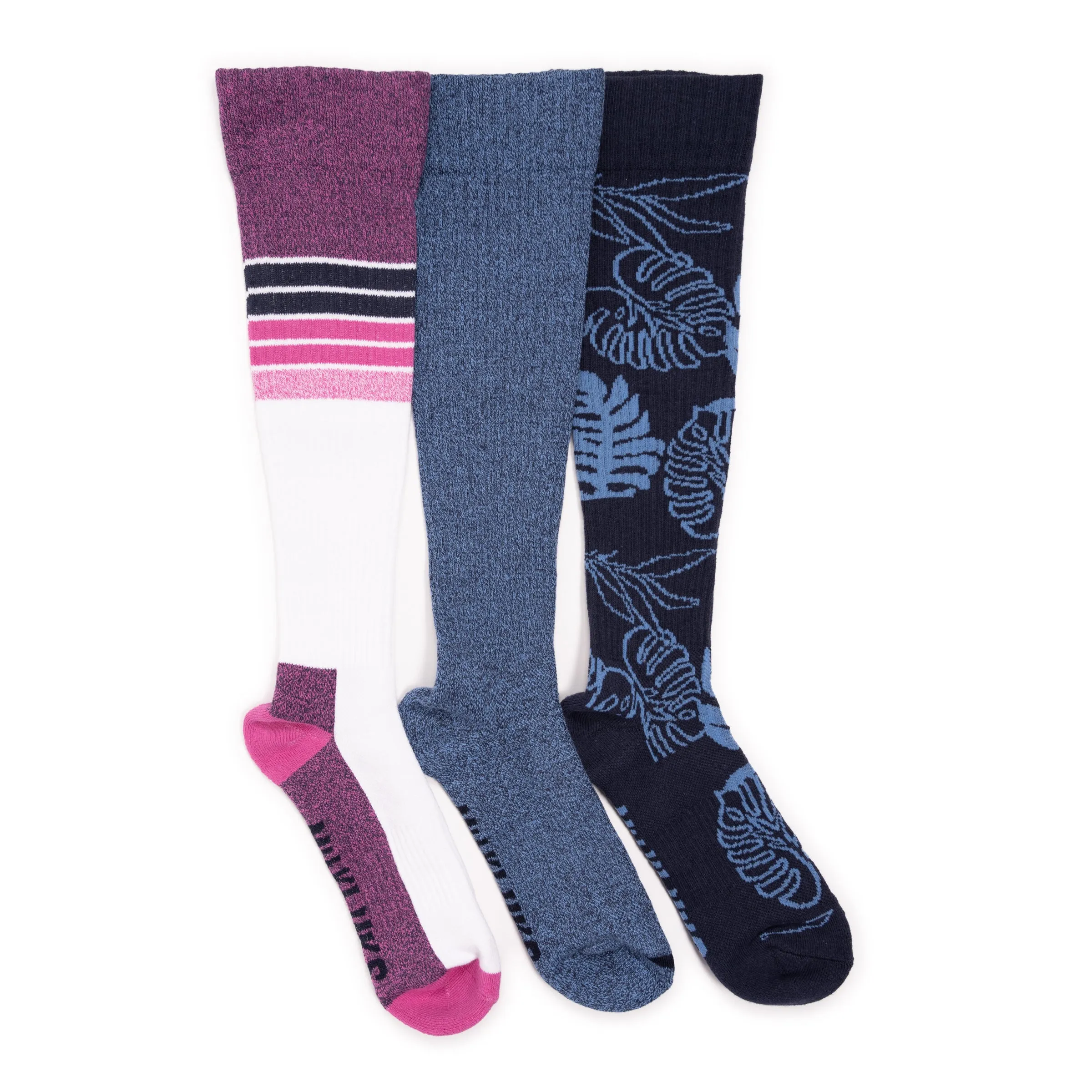 Women's 3 Pack Cotton Compression Knee-High Socks