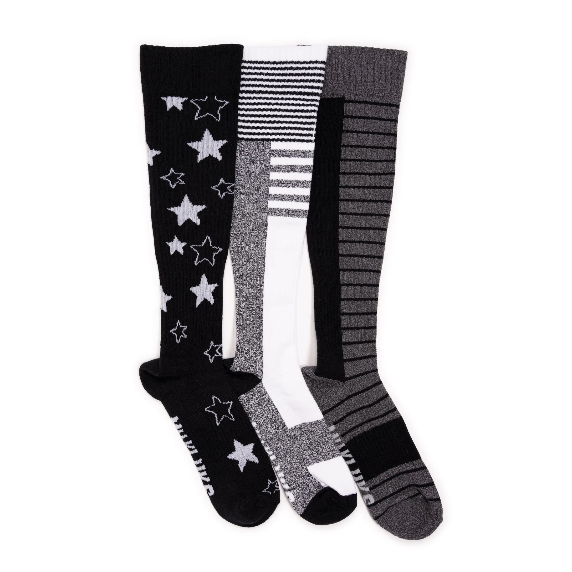 Women's 3 Pack Cotton Compression Knee-High Socks