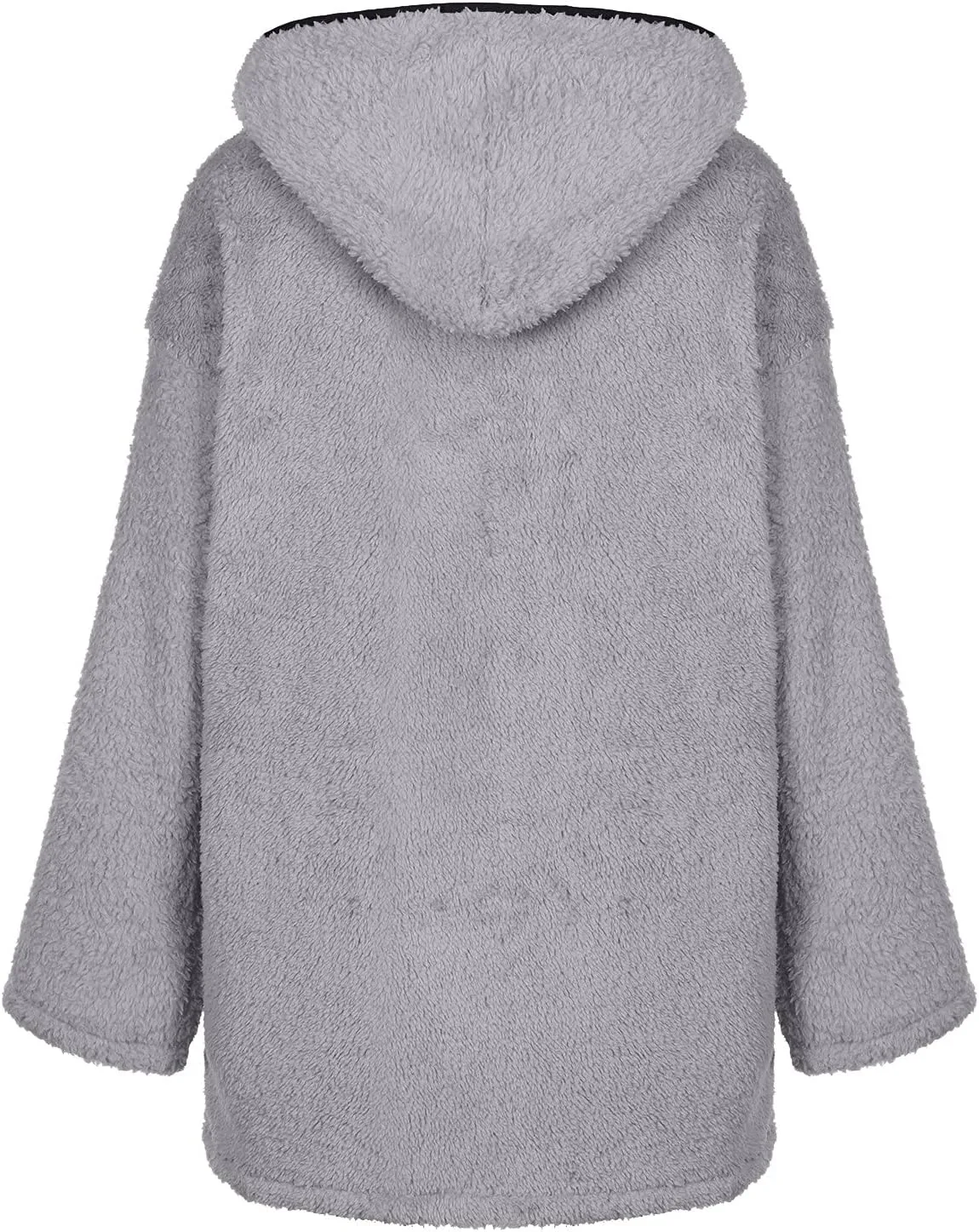 Womens Warm Fuzzy Zip Up Hoodie 2024 Winter Long Sleeve Solid Fuzzy Fleece Jacket Plus Size Sherpa Coat with Pockets