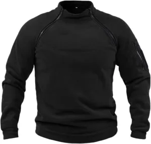 ZYXTIM Men's Combat Tactical Shirt Long Sleeve Mockneck Side Zipper Warm Outdoor Work Pullover Top Big-Tall Airsoft Clothing